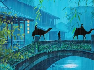 烟雨江南景 山水墨染绘诗篇