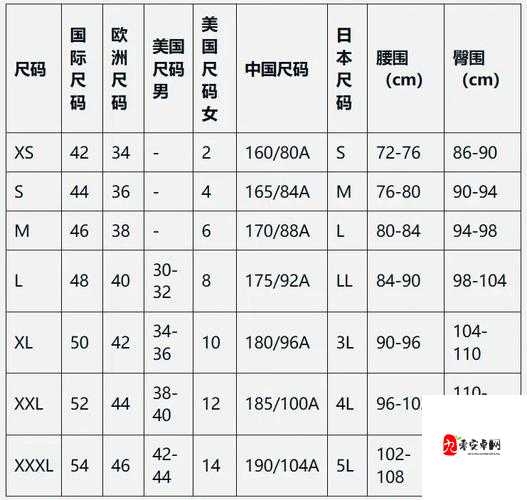 欧洲尺码日本尺码专线图片：清晰展示尺码差异与专线特色