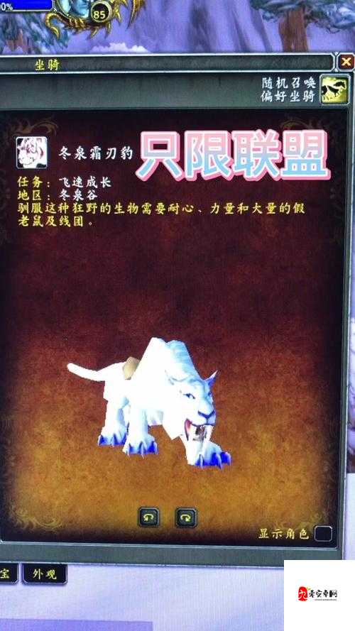 魔兽世界怀旧服霜刃豹坐骑，解锁之旅全揭秘